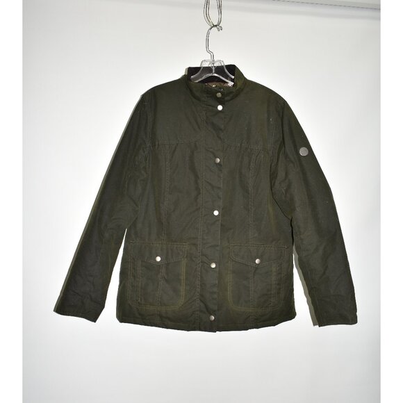 $500 Barbour Sandsend Waxed Cotton Utility Jacket Coat Dark Green  12 US 16  UK - Picture 2 of 10